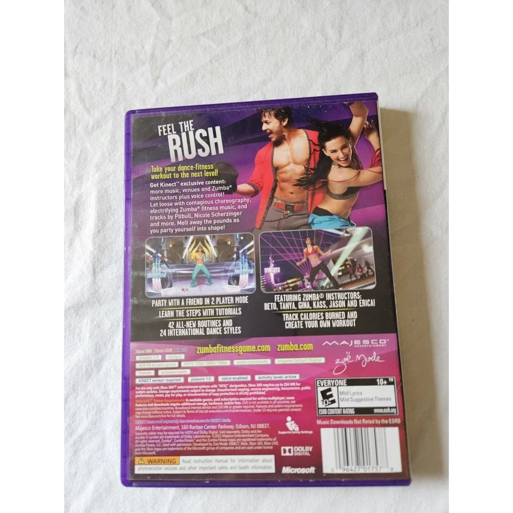 Zumba Fitness Rush Xbox 360 Kinect Game Complete Dance Workout Exercise